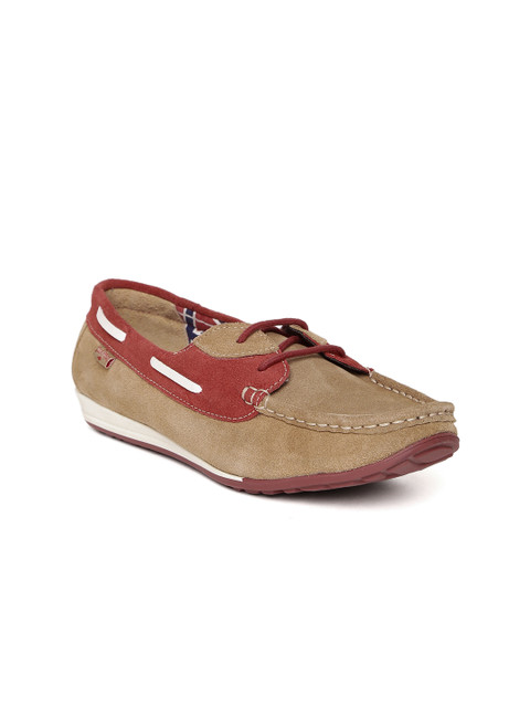 

Lee Cooper Women Beige Colourblocked Leather Boat Shoes