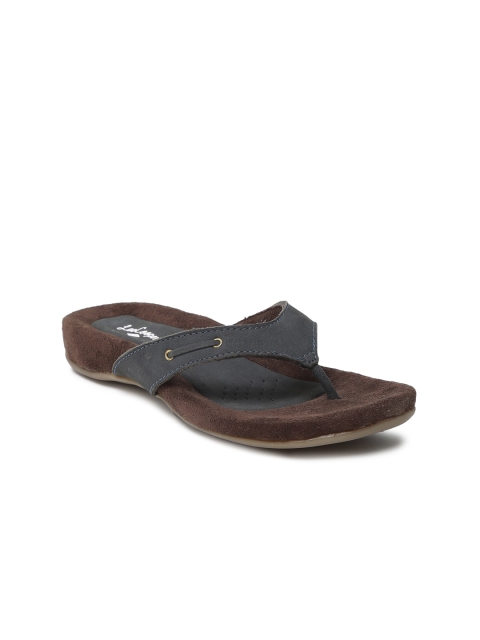 

Lee Cooper Women Navy Solid Leather Open Toe Flats, Navy blue