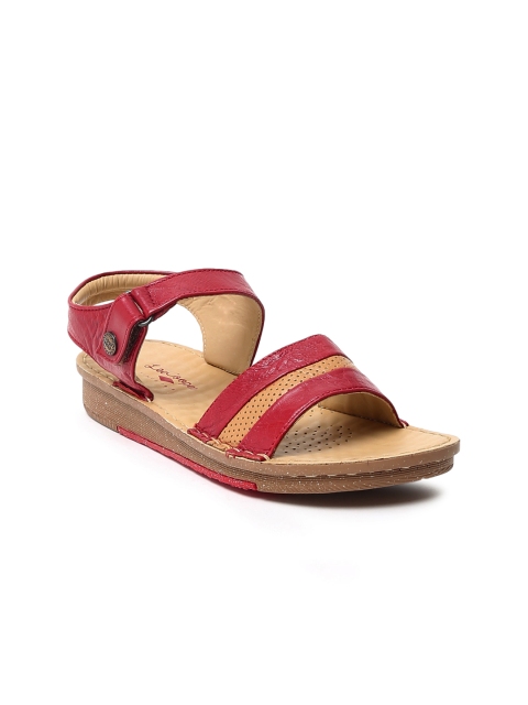 

Lee Cooper Women Red Leather Open Toe Flats