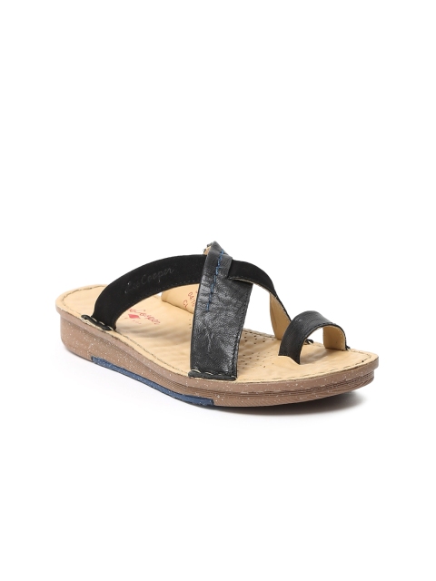 

Lee Cooper Women Black Solid Leather One Toe Flats
