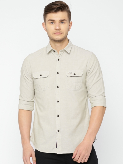 

U.S. Polo Assn. Denim Co. Men Beige Solid Casual Shirt