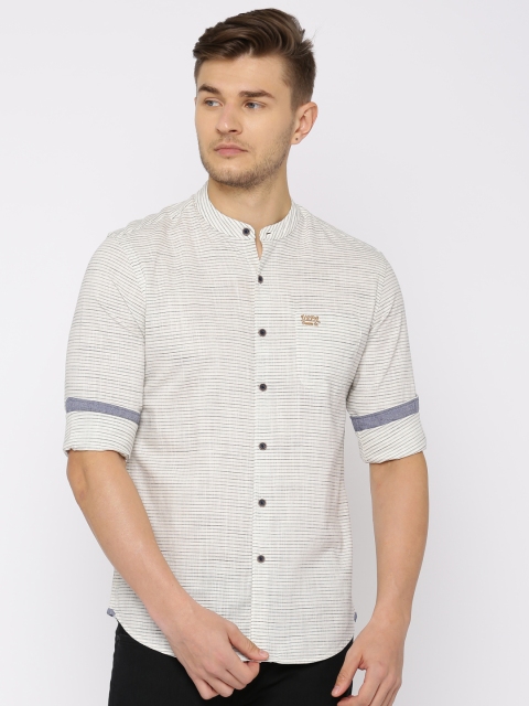 

U.S. Polo Assn. Denim Co. Men Off-White & Navy Striped Casual Shirt