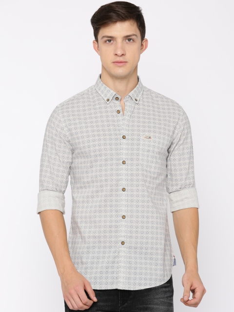 

U.S. Polo Assn. Denim Co. Men Off-White & Blue Printed Casual Shirt