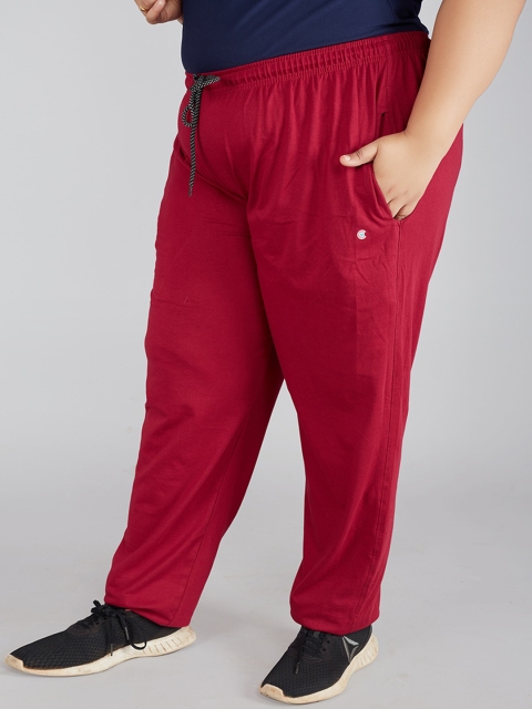 

CUPID Women Plus Size Maroon Solid Cotton Track Pants