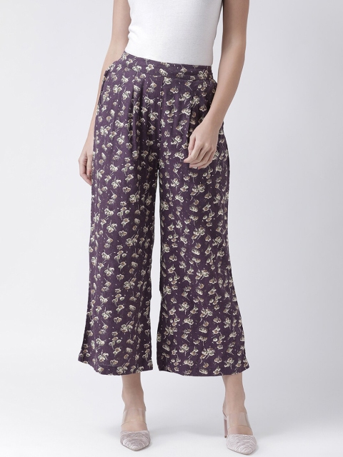 

The Vanca Women Purple Floral Printed Culottes Trousers