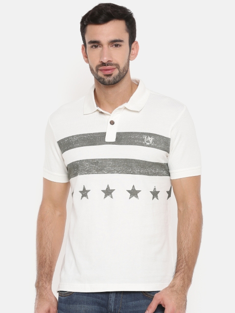 

U.S. Polo Assn. Denim Co. Men Off-White Printed Polo Collar T-shirt