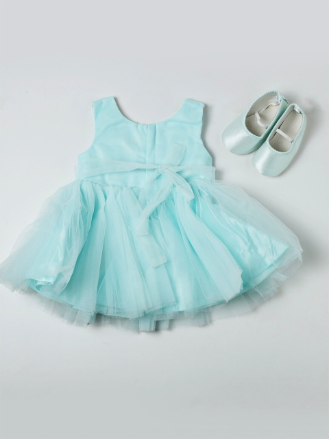 

Nuberry Girls Blue Solid Net Dress