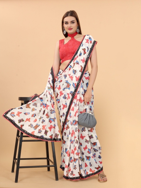 

M M Venture Red & Blue Pure Georgette Saree