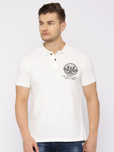 

U.S. Polo Assn. Denim Co. Men Off-White Printed Polo Collar T-shirt