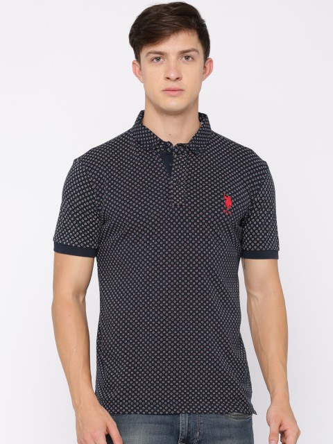 

U.S. Polo Assn. Men Navy Printed Polo T-shirt, Navy blue