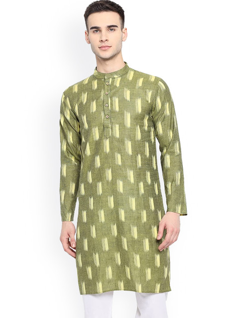 

Vastraa Fusion Men Green Geometric Kurta