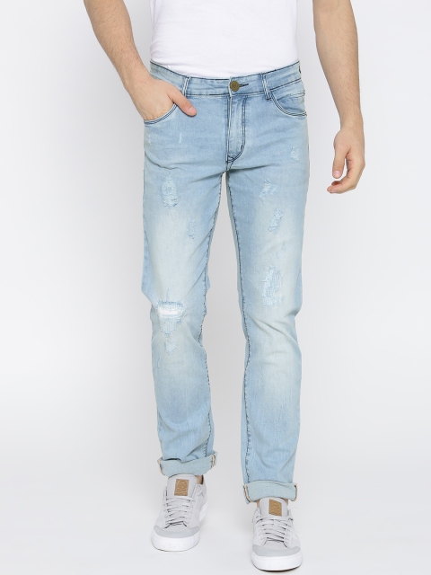 

John Players Men Blue Slim Fit Low-Rise Mildly Distressed Stretchable Jeans