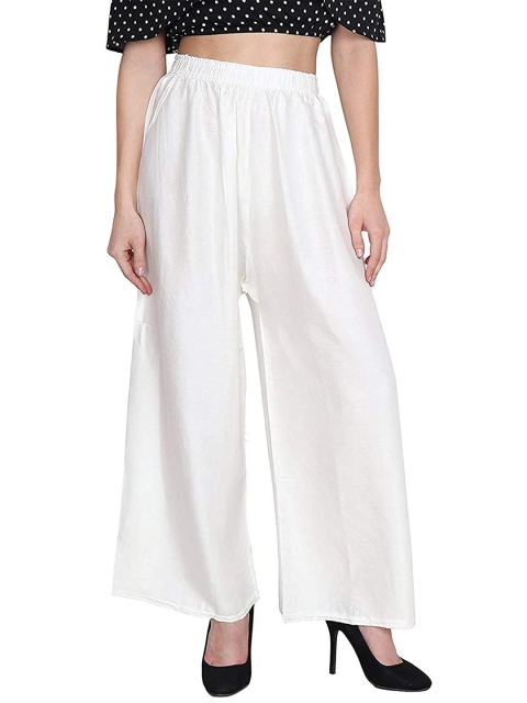 

Vastraa Fusion Women White Cotton Palazzos