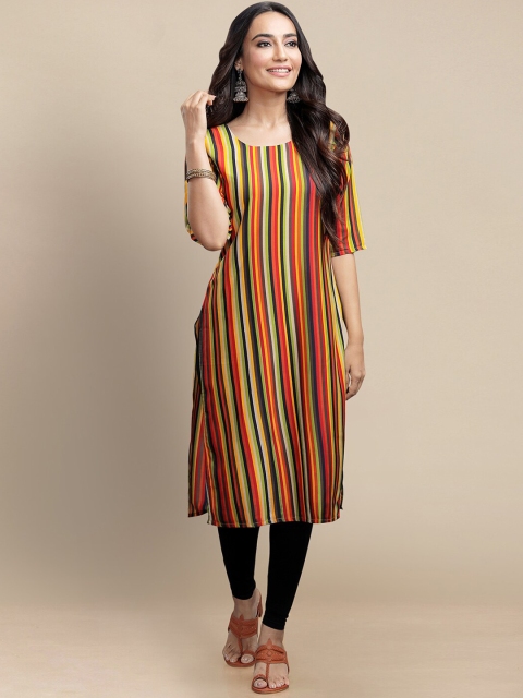 

KALINI Women Multicoloured Striped Crepe Kurta, Multi