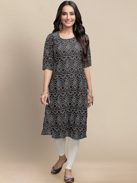 

KALINI Women Pack Of 3 Black & Purple Geometric Printed Crepe Kurta