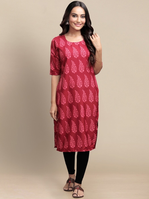 

KALINI Women Pack of 2 Red & Yellow Ethnic Motifs Printed Crepe Kurta