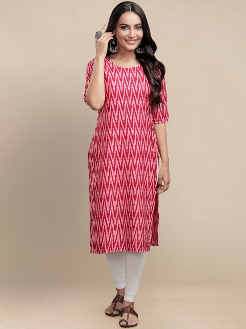 

KALINI Women Pack of 5 Ethnic Motifs Printed Crepe Kurta, Pink