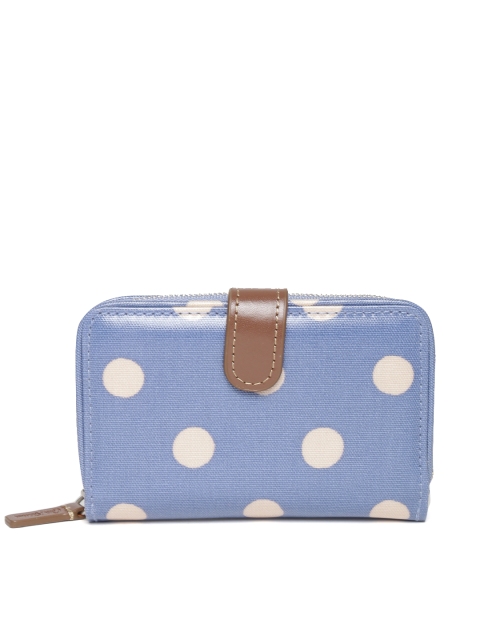 

Cath Kidston Women Blue & Cream-Coloured Printed Two Fold Wallet