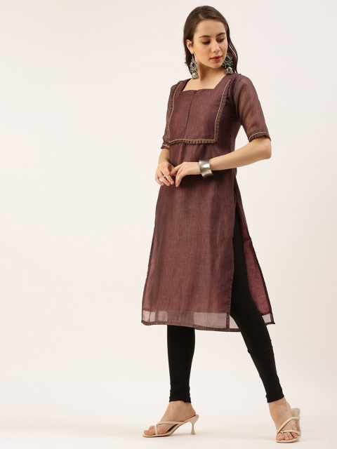 

Putchi Women Brown Pure Cotton Kurta With Dupatta