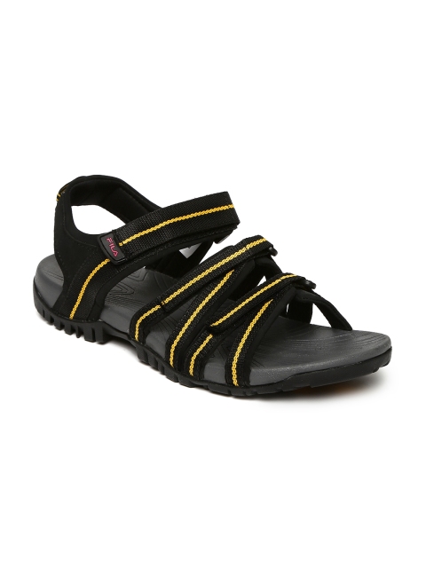 

FILA Men Black & Yellow GABOR III Sports Sandals