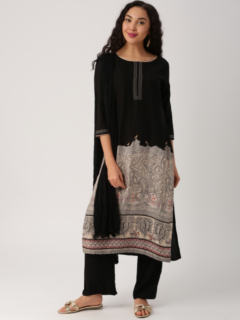 

IMARA by Women Black & Beige Printed Kurta with Trousers & Dupatta
