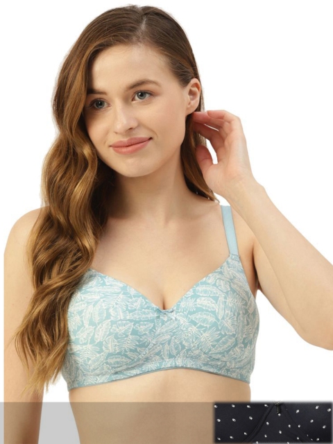 

Leading Lady Women Set Of 2 Blue & White Floral Heavily Padded Bra