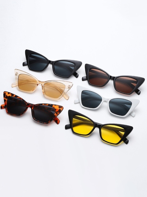 

AUGEN Unisex Black Lens & White Cateye Sunglasses with UV Protected Lens