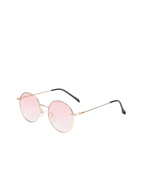 

AUGEN Unisex Pink Lens & Gold-Toned Round Sunglasses with UV Protected Lens