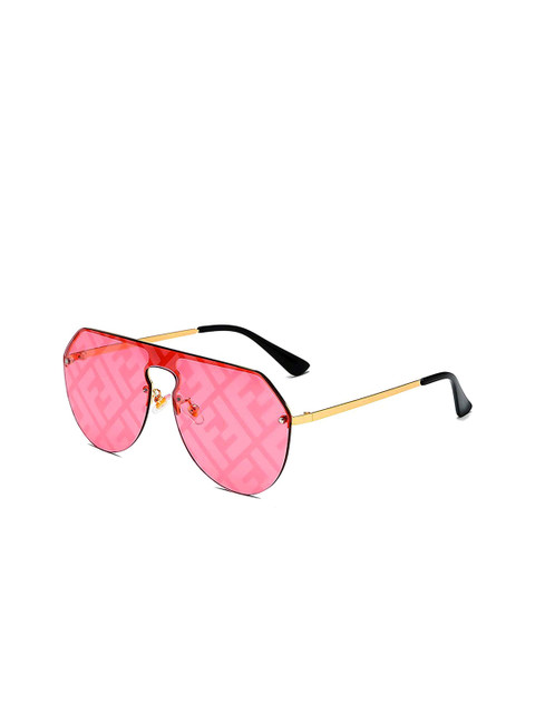 

AUGEN Unisex Pink Lens & Gold-Toned Aviator Sunglass with UV Protected Lens