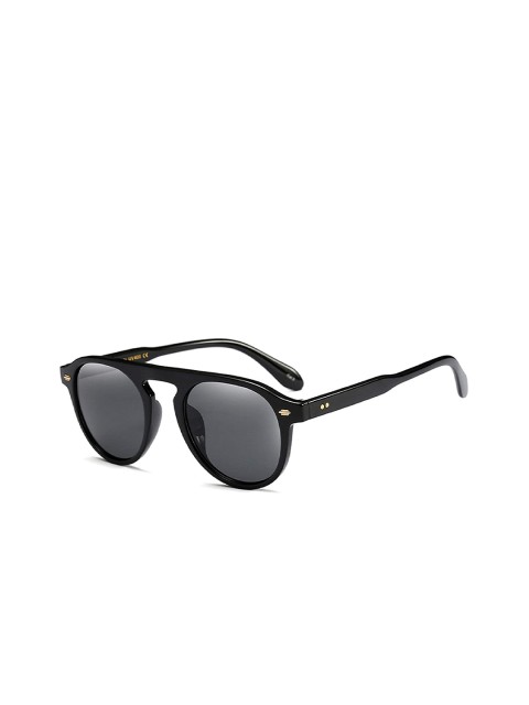 

AUGEN Unisex Black Lens & Black Round Sunglasses with UV Protected Lens