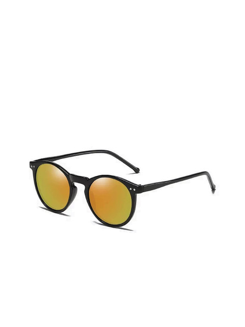 

AUGEN Gold Lens & Black Round Sunglasses with Polarized Lens- VI-SG-106