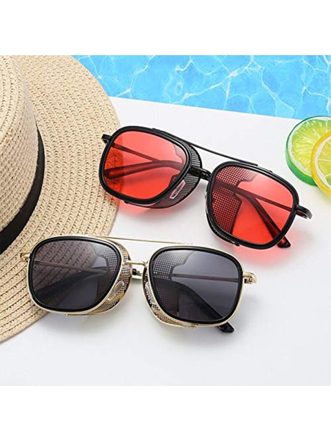 

AUGEN Unisex Red Lens & Black Aviator Sunglass with UV Protected Lens