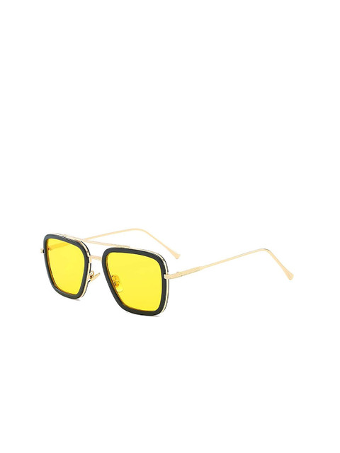 

AUGEN Unisex Yellow Lens & Gold-Toned Square Sunglasses with UV Lens VI-SG-91-Yellow