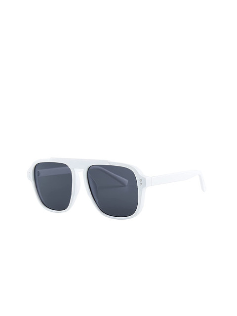 

AUGEN Unisex Black Lens & White Square Sunglasses with UV Protected Lens