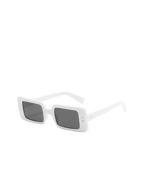 

AUGEN Unisex Black Lens & White Rectangle Sunglasses with UV Protected Lens VI-SG-127