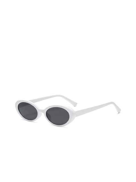 

AUGEN Black Lens & White Oval Sunglasses with UV Protected Lens