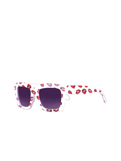 

AUGEN Unisex Purple Lens & White Square Sunglasses with UV Protected Lens