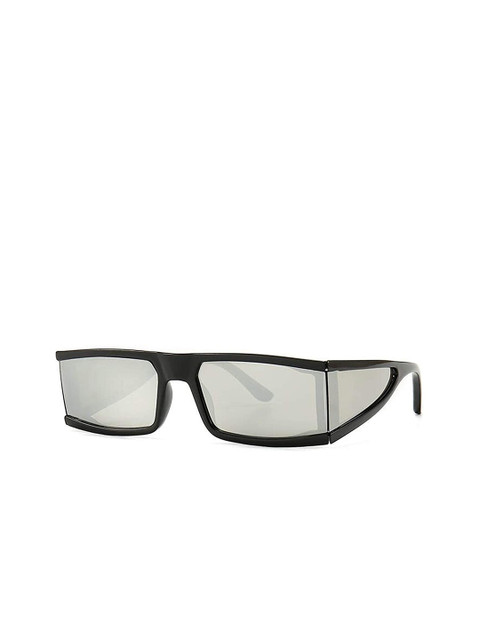 

AUGEN Adults Mirrored Lens & Black Rectangle Sunglass with UV Protected Lens VI-SG-98, Silver