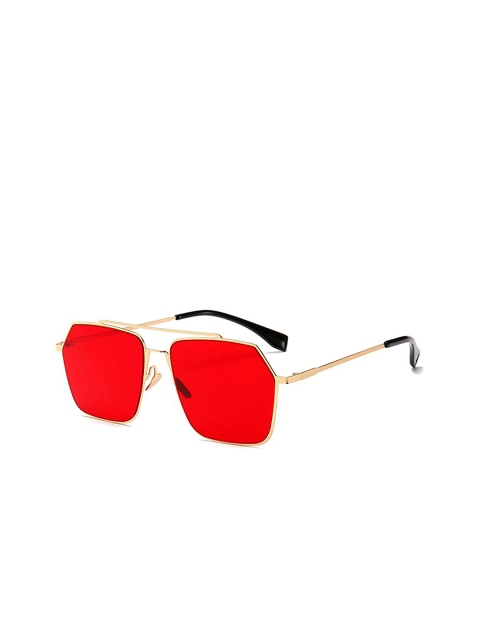 

AUGEN Unisex Red Lens & Gold-Toned Square Sunglasses with UV Protected Lens