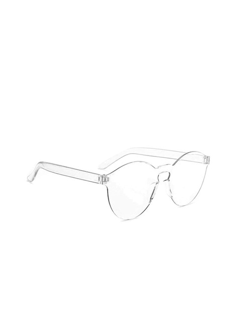 

AUGEN Unisex Clear Lens & White Round Sunglasses with UV Protected Lens VI-SG-Summer, Transparent