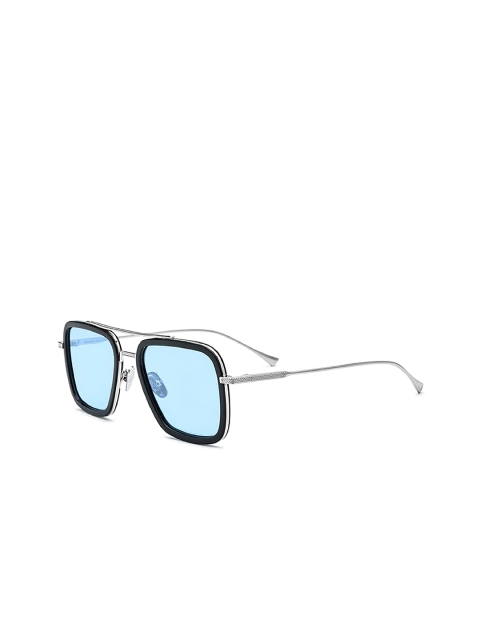 

AUGEN Unisex Blue Lens & Silver-Toned Square Sunglasses with UV Protected Lens