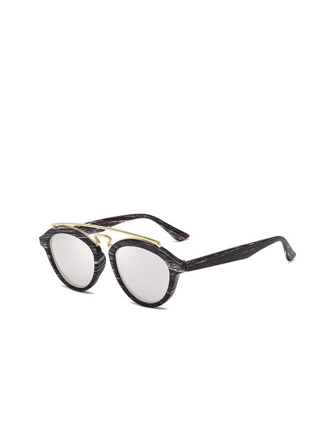 

AUGEN Unisex Grey Lens & Black Oval Sunglasses with UV Protected Lens VI-SG-1084