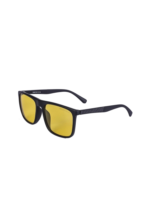 

AUGEN Unisex Yellow Lens & Black Square Sunglasses with Polarised Lens