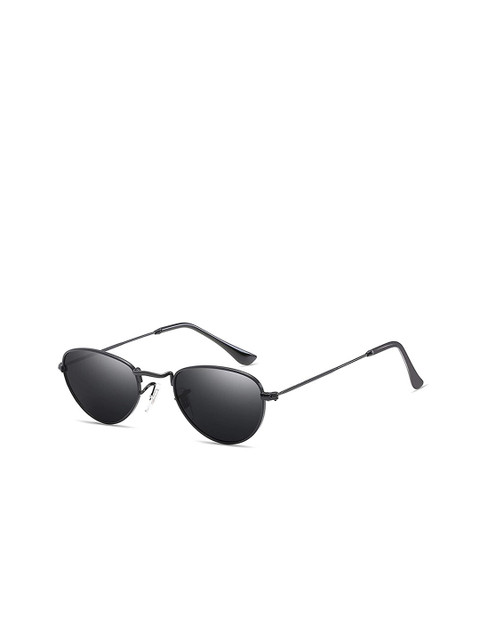 

AUGEN Unisex Black Lens & Black Round Sunglasses with UV Protected Lens