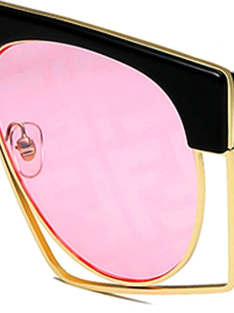 

AUGEN Unisex Pink Lens & Gold-Toned Square Sunglasses with UV Protected Lens