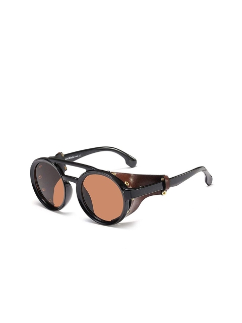 

AUGEN Unisex Brown Lens & Black Round Sunglasses with UV Protected Lens