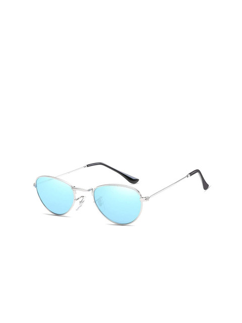 

AUGEN Unisex Blue Lens & Silver-Toned Oval Sunglasses-VI-SG-3021-Blue