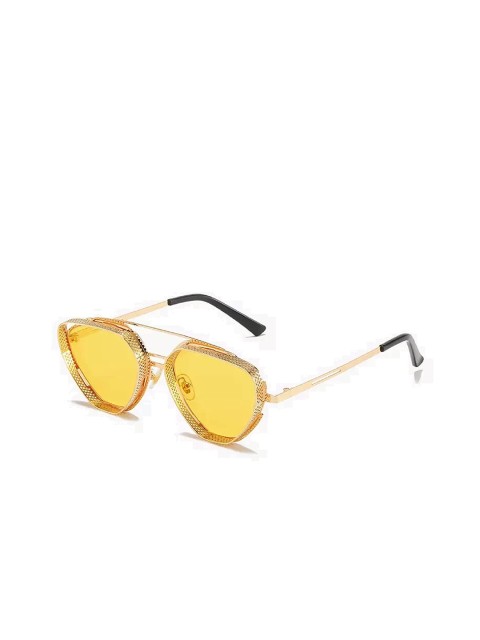 

AUGEN Adults Yellow Lens & Gold-Toned Aviator Sunglass with UV Protected Lens