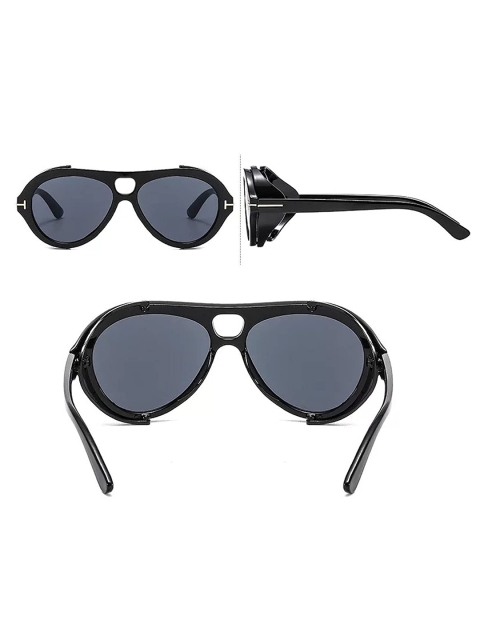 

AUGEN Unisex Red Lens & Black Aviator Sunglasses with UV Protected Lens