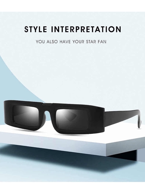 

AUGEN Unisex Black Lens & Black Rectangle Sunglasses with UV Protected Lens VI-SG-128, Grey